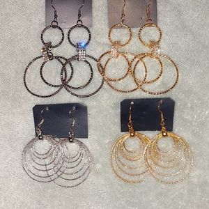 Smoky & Gold Earrings Set of 4
